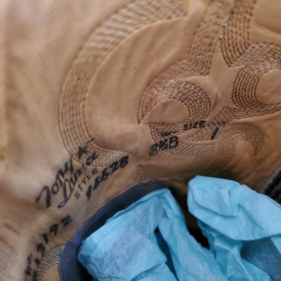 Tony Lama 8 1/2 painted blue purple black gray western cowboy boots snakeskin - Picture 13 of 13